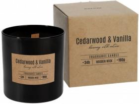 Doftljus med träveke -Cedarwood & Vanilla