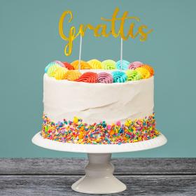 Cake topper -Grattis (Guld)