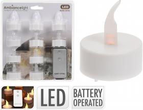 Värmeljus med LED och fjärrkontroll 10-pack