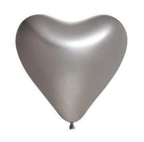 Hjärtformade spegelballonger i 5-pack (Silver)