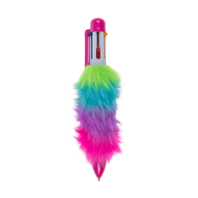 Penna med 6 färger - Fluffig regnbåge