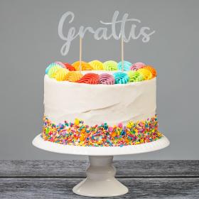 Cake topper -Grattis (Silver)
