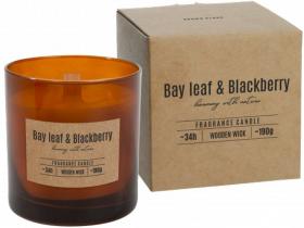 Doftljus med träveke -Bay Leaf & Blackberry