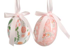 Dekoration - H&auml;ngande p&aring;sk&auml;gg (vit/rosa)