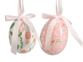 Dekoration - H&auml;ngande p&aring;sk&auml;gg (vit/rosa)