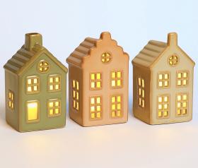 Dekorativa hus i 3-pack -LED