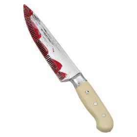 Blodig kniv i plast
