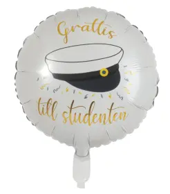 Rund folieballong -Grattis till studenten