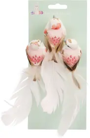 Dekorationsf&aring;glar med kl&auml;mma 3-pack (rosa)