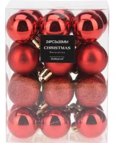 Julgranskulor 24-pack - Röd