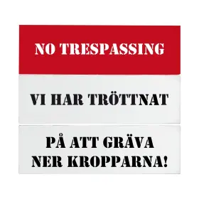Tr&auml;tavla -NO TRESPASSING