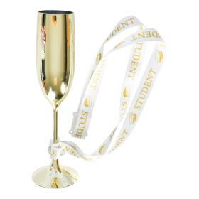 Champagneglas guld med studentband