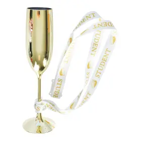 Champagneglas guld med studentband