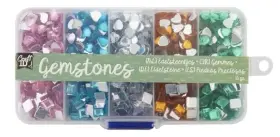 &Auml;delstenar i ask - Rosa/turkos/transparent/orange/gr&ouml;n