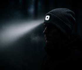 Mössa med integrerad pannlampa