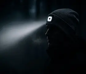 Mössa med integrerad pannlampa