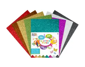 Glitterpapper 8 st A4