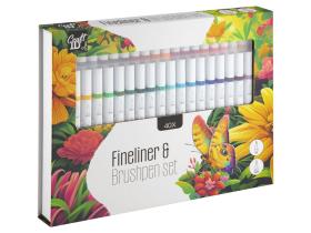 Set med 40st fineliner & penselpennor