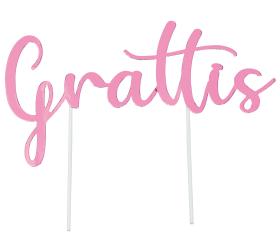 Cake topper rosa Grattis