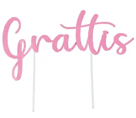 Cake topper rosa Grattis