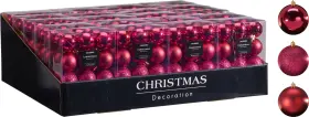 Julgranskulor mini M&ouml;rkrosa 24-pack