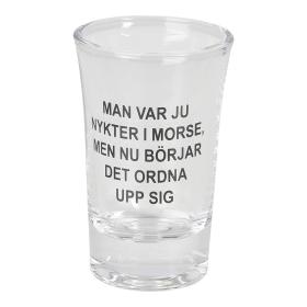 Snapsglas med text
