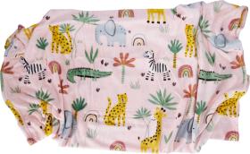 Pl&auml;d med djungelmotiv - Rosa