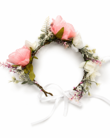 Krans med rosa och vita blommor