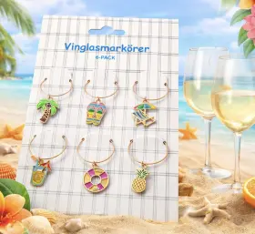 Glasmark&ouml;rer 6-pack - Sommarmotiv