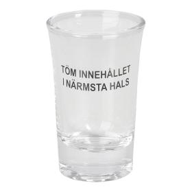 Snapsglas med text