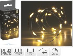Ljusslinga Silvertr&aring;d 20-LED med timer