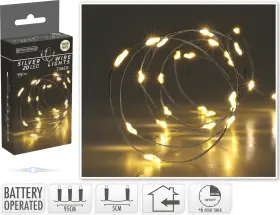 Ljusslinga Silvertr&aring;d 20-LED med timer