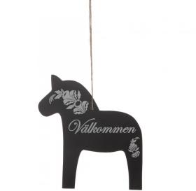 Skylt dalah&auml;st -V&auml;lkommen (svart/silver)