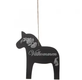 Skylt dalah&auml;st -V&auml;lkommen (svart/silver)