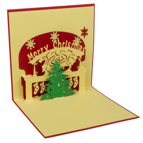 Julkort med utf&auml;llbar siluette (Julgran vid &ouml;ppen spis)