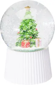 Julig sn&ouml;glob med ljud och ljus - Julgran
