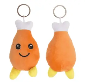 Nyckelring -mjukis i form av snabbmat (Kycklingklubba)