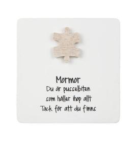 Tr&auml;tavla med pusselbit -Mormor
