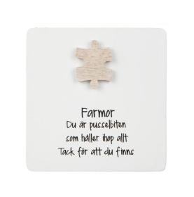 Tr&auml;tavla med pusselbit -Farmor