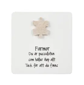 Tr&auml;tavla med pusselbit -Farmor
