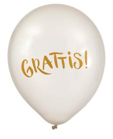 Pärlemovita ballonger i 6-pack -Grattis!