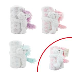 Filt med Unicorn - Mintgr&ouml;n