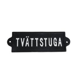 Skylt i gjutjärn "TVÄTTSTUGA"