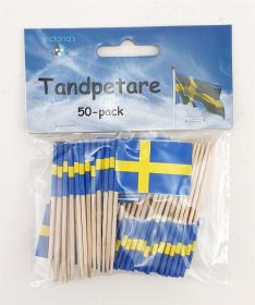 Tandpetare svenska flaggan 50-pack