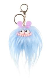 Nyckelring - Pompom-monster (Ljusbl&aring;)