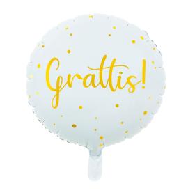 Rund folieballong Grattis!