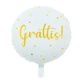 Rund folieballong Grattis!