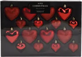 Julgranskulor 16-pack - Hjärtan