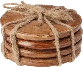 Runda glasunderl&auml;gg i tr&auml; 4-pack