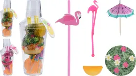 Cocktail party set Happy Hour (flamingo)